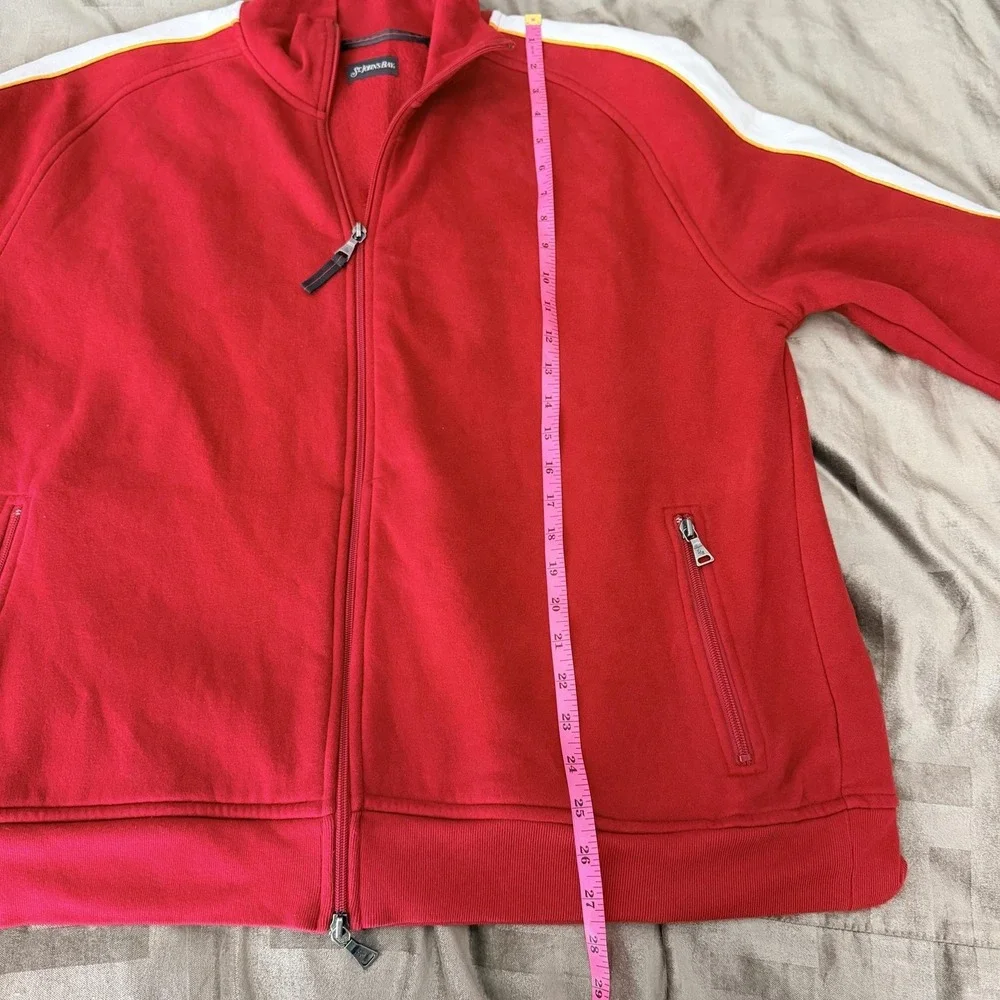 VTG St. John's Bay Track Jacket Large Red White Stripe Full Zip Fleece Athletic